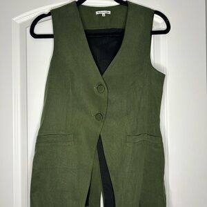 Green Reformation Vest with Button Closure